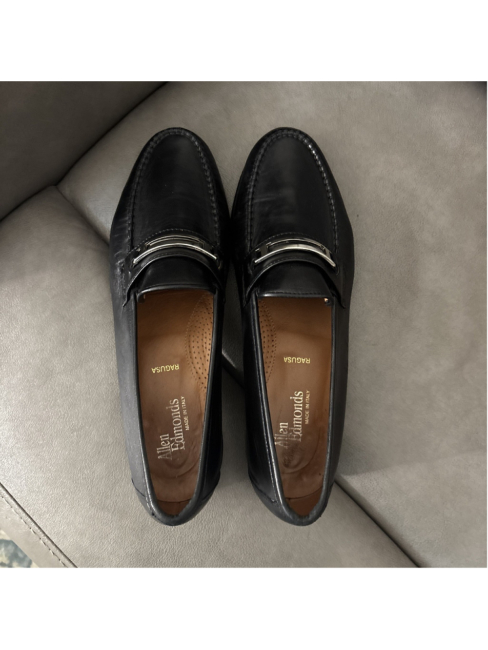 Men’s Allen Edmonds Ragusa Black Leather Loafers 9.5 D Made in Italy Shoes - Picture 12 of 12